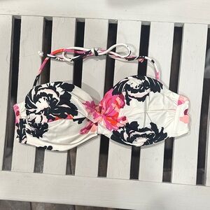 Victoria's Secret Floral Bikini Top - Black, Pink, White